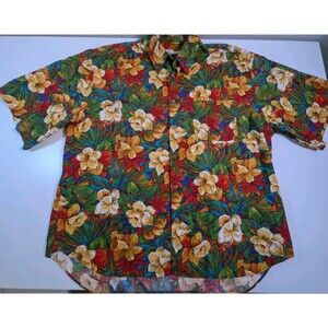 Pegasus Mens  Made in Canada Size XL Hawaiian Pattern Flowers